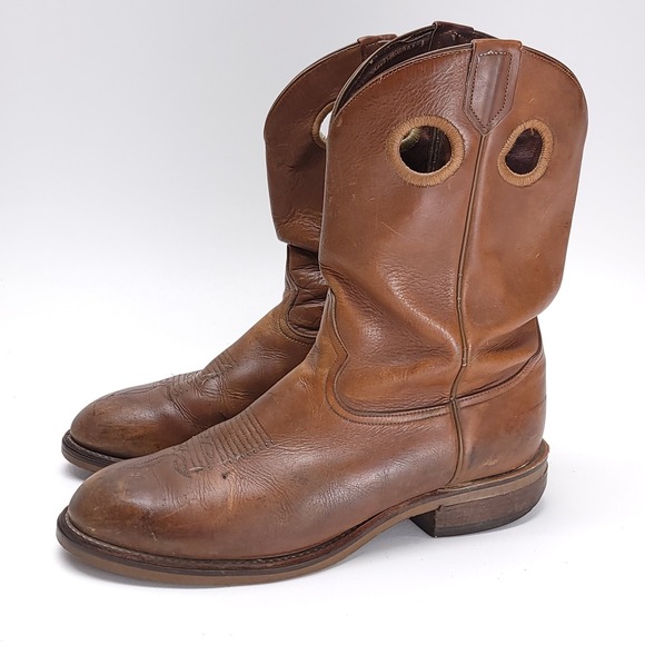 Vtg Tony Lama Leather‎ Cowboy Boots CT505 Brown Men's 11 D Western Coniac Loop - Picture 1 of 13